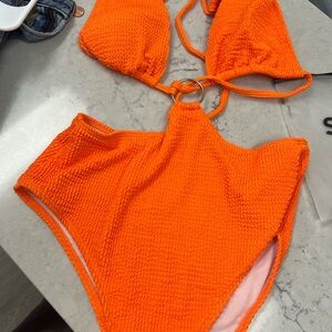 SHEIN Bright Orange Kids Bikini Set